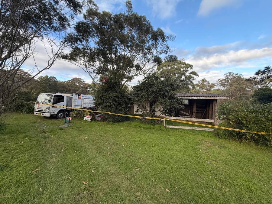 HazWreck truck on site during the licensed asbestos shed removal