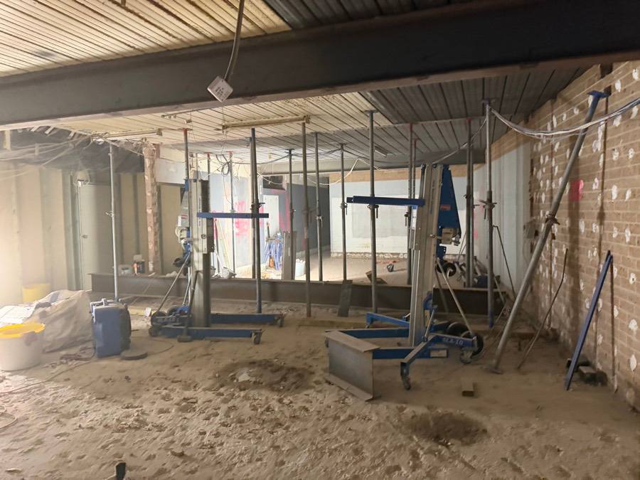 World Gym space stripped back to base building, structure propped and supported